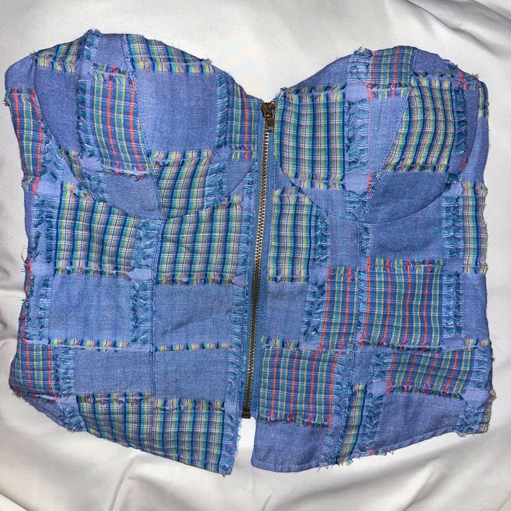 RARE Denim Patchwork Corset